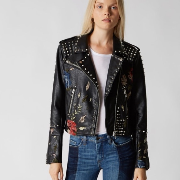 Blank NYC Jackets & Blazers - BLANK NYC Studded embroidered Vegan Moto Jacket! Size M